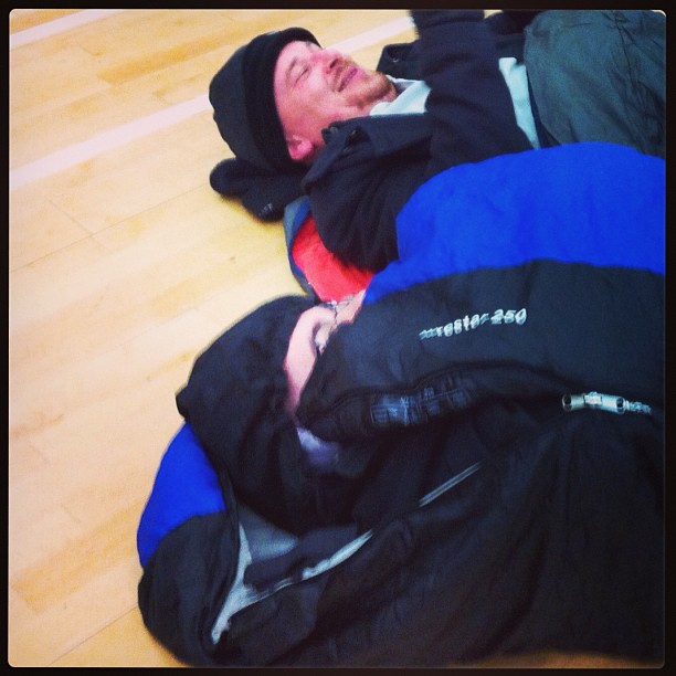 Daddy and another silly man went to sleep in Church