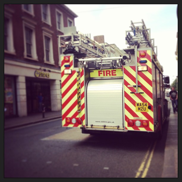 Daddy saw a fire engine in town today